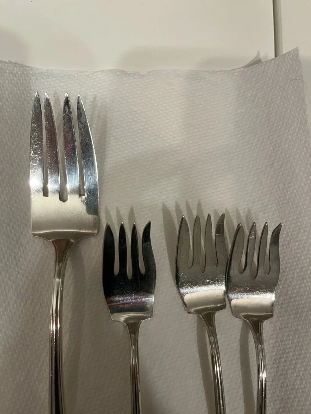 Vintage Alvin Molly Stark 1916 Silverplated Serving Fork and 3 Salad Forks
